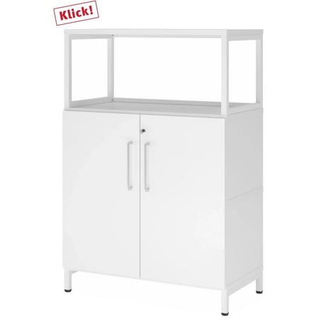 Armadio per archivio bianco FlexWall con due ante, telaio superiore e zoccolo di hjh OFFICE PRO
