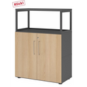 Mobile sottolavabo FlexWall in grafite e rovere con due ante e un telaio superiore di hjh OFFICE PRO