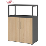 Mobile sottolavabo FlexWall in grafite e rovere con due ante e un telaio superiore di hjh OFFICE PRO