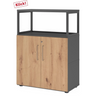 Mobile sottolavabo FlexWall in rovere rustico e grafite con due ante e un telaio superiore di hjh OFFICE PRO