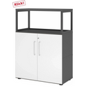 Mobile sottolavabo FlexWall in grafite e bianco con due ante e un telaio superiore di hjh OFFICE PRO