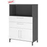 Mobile archivio FlexWall in grafite e bianco con due cassetti, ante e vano aperto di hjh OFFICE PRO