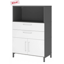 Mobile archivio FlexWall in grafite e bianco con due cassetti, ante e vano aperto di hjh OFFICE PRO