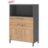 Credenza FlexWall in grafite e rovere nodoso con due cassetti, ante e vano aperto di hjh OFFICE PRO