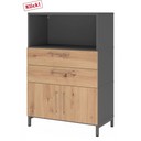 Credenza FlexWall in grafite e rovere nodoso con due cassetti, ante e vano aperto di hjh OFFICE PRO