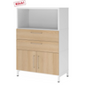 Madia FlexWall in bianco e rovere con due cassetti, un vano e un mobile di hjh OFFICE PRO