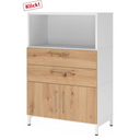 Madia FlexWall in bianco e rovere nodoso con due cassetti, ante e vano aperto di hjh OFFICE PRO