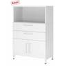 Mobile archiviatura bianco FlexWall con vano aperto, due cassetti e un elemento armadio di hjh OFFICE PRO