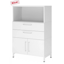 Mobile archiviatura bianco FlexWall con vano aperto, due cassetti e un elemento armadio di hjh OFFICE PRO