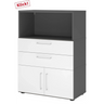 Mobile archivio FlexWall in grafite e bianco con due cassetti, due ante e un vano aperto di hjh OFFICE PRO