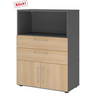 Credenza FlexWall in grafite e rovere con due cassetti, un vano e due ante di hjh OFFICE PRO