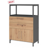 Credenza FlexWall in frassino e grafite con due cassetti, due ante e cornice superiore di hjh OFFICE PRO