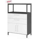 Mobile sottolavabo FlexWall in grafite e bianco con due cassetti, due ante e ripiano superiore di hjh OFFICE PRO
