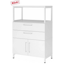 Mobile base bianco FlexWall con due cassetti, un vano con ante e telaio superiore di hjh OFFICE PRO