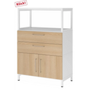 Credenza FlexWall in bianco e rovere con due cassetti, due ante e cornice superiore bianca di hjh OFFICE PRO