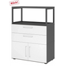 Mobile sottolavabo FlexWall in grafite e bianco con due cassetti, ante e telaio superiore di hjh OFFICE PRO