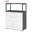 Mobile sottolavabo FlexWall in grafite e bianco con due cassetti, ante e telaio superiore di hjh OFFICE PRO