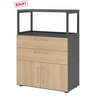 Mobile sottolavabo FlexWall in grafite e rovere con due cassetti, ante e telaio superiore di hjh OFFICE PRO