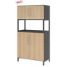 Mobile archivio FlexWall in grafite e rovere con due ante, vano aperto e base a zoccolo di hjh OFFICE PRO