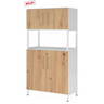 Mobile archivio FlexWall in rovere rustico con telaio bianco, due ante e base a zoccolo di hjh OFFICE PRO