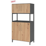 Mobile archivio FlexWall in rovere rustico e grafite con due ante e un vano aperto di hjh OFFICE PRO