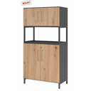 Mobile archivio FlexWall in rovere rustico e grafite con due ante e un vano aperto di hjh OFFICE PRO