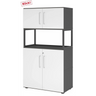 Mobile archivio FlexWall in grafite e bianco con due ante, struttura aperta e piedini regolabili di hjh OFFICE PRO