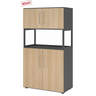 Mobile archivio FlexWall in grafite e rovere con due sezioni a porta e un ripiano centrale aperto di hjh OFFICE PRO