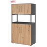 Mobile archivio FlexWall in rovere rustico e grafite con due ante e vano aperto di hjh OFFICE PRO