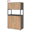 Mobile archivio FlexWall in rovere rustico e grafite con due ante e vano aperto di hjh OFFICE PRO