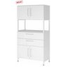 Mobile buffet bianco FlexWall con due ante, due cassetti e un ripiano aperto di hjh OFFICE PRO