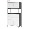Armadio FlexWall in grafite e bianco con due ante, due cassetti e un vano aperto di hjh OFFICE PRO