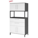 Armadio FlexWall in grafite e bianco con due ante, due cassetti e un vano aperto di hjh OFFICE PRO