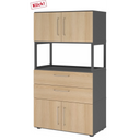 Mobile archivio FlexWall in grafite e rovere con due ante, due cassetti e un ripiano aperto di hjh OFFICE PRO