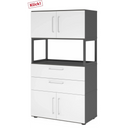 Mobile archivio FlexWall in grafite e bianco con ante, cassetti e vano aperto di hjh OFFICE PRO