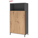 Mobile archivio FlexWall in grafite e rovere frassino con due ante e un vano aperto di hjh OFFICE PRO