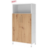 Mobile archivio FlexWall in bianco e rovere frassino con due ante e un vano aperto di hjh OFFICE PRO