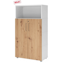 Mobile archivio FlexWall in bianco e rovere frassino con due ante e un vano aperto di hjh OFFICE PRO