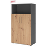 Armadio per documenti FlexWall in grafite e rovere frassino con due ante e un vano aperto di hjh OFFICE PRO