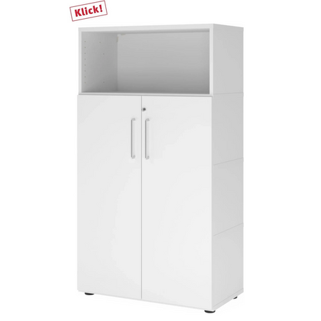 Mobile archivio bianco FlexWall con due ante, vano aperto e piedini di hjh OFFICE PRO