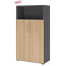 Mobile archivio FlexWall in grafite e rovere con due ante, vano aperto e piedini di hjh OFFICE PRO