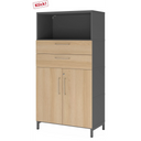 Mobile archivio FlexWall in grafite e rovere con due cassetti, due ante e un vano aperto di hjh OFFICE PRO