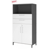 Armadio per documenti FlexWall in grafite e bianco con due cassetti, ante e base a zoccolo di hjh OFFICE PRO