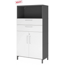 Armadio per documenti FlexWall in grafite e bianco con due cassetti, ante e base a zoccolo di hjh OFFICE PRO