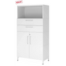 Mobile archiviatore bianco FlexWall con due cassetti, due ante e un vano aperto su base a zoccolo di hjh OFFICE PRO