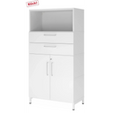 Mobile archiviatore bianco FlexWall con due cassetti, due ante e un vano aperto su base a zoccolo di hjh OFFICE PRO