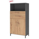 Mobile ufficio FlexWall in grafite e rovere frassino con due cassetti, ante e base a zoccolo di hjh OFFICE PRO