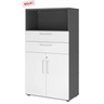 Mobile archivio FlexWall in grafite e bianco con due cassetti, ante e vano aperto di hjh OFFICE PRO
