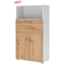 Mobile archivio FlexWall in bianco e rovere frassino con due cassetti, due ante e un vano aperto di hjh OFFICE PRO
