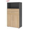 Mobile archivio FlexWall in grafite e rovere con due cassetti e un vano armadio di hjh OFFICE PRO